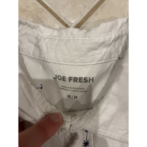 Joe Fresh Men’s Button Down Linen Short Sleeves Shirt Size M Palm Tress Design - Picture 2 of 3